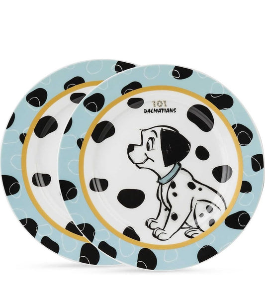 Egan Set 2 Teller aus Porzellan 101 Dalmatiner blau