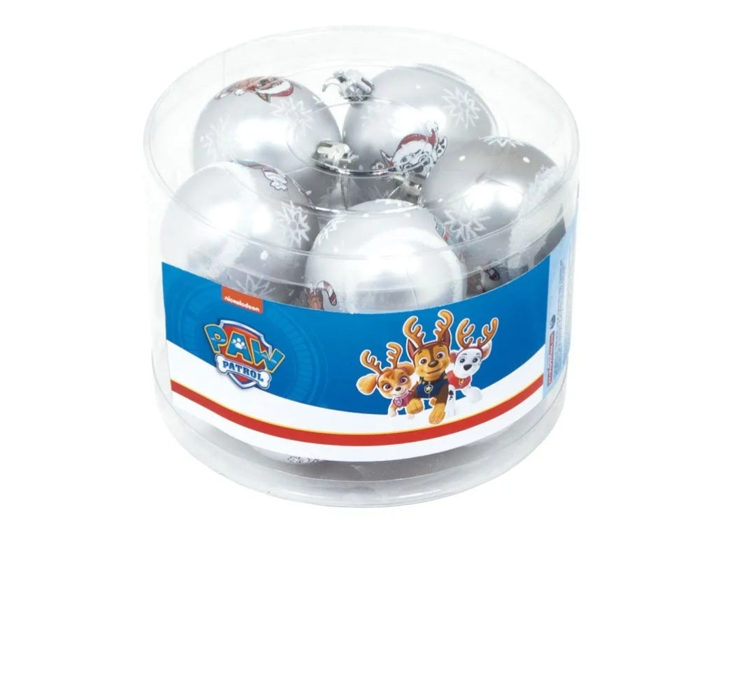 Paw Patrol Weihnachtskugeln Silber 9 Stk.