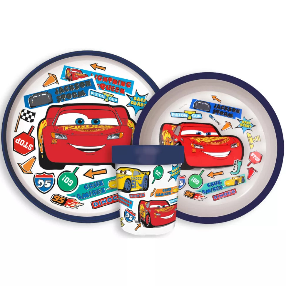 Disney Cars Stickers rutschfestes Essgeschirr, Mikrokunststoff-Set