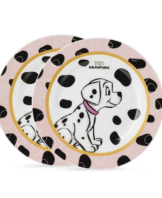 Egan Set 2 Teller aus Porzellan 101 Dalmatiner rosa