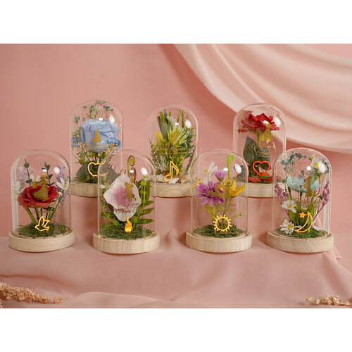 Disney-Prinzessin Ariel mit Blumenmuster in einer Glocke mit Neonlicht