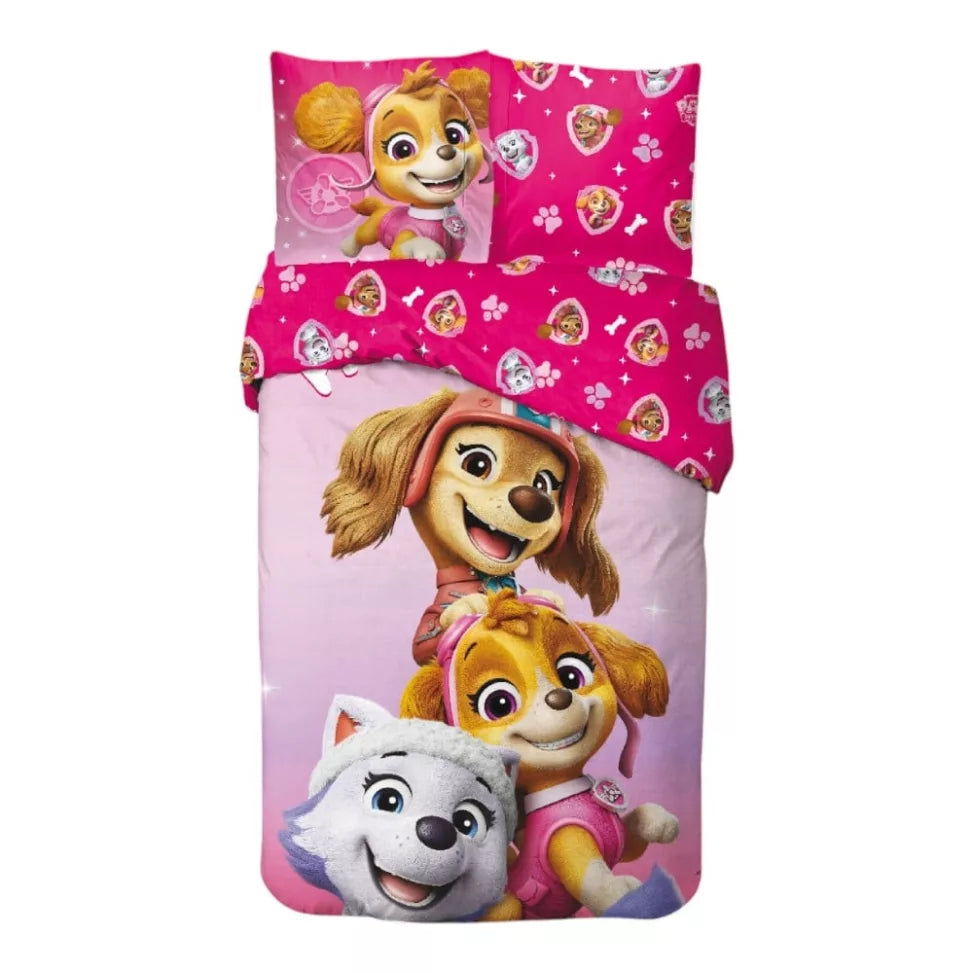 Paw Patrol Pink Squad Bettwäsche-Set 140×200cm, 65x65 cm