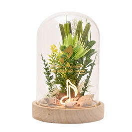 Disney-Prinzessin Ariel mit Blumenmuster in einer Glocke mit Neonlicht
